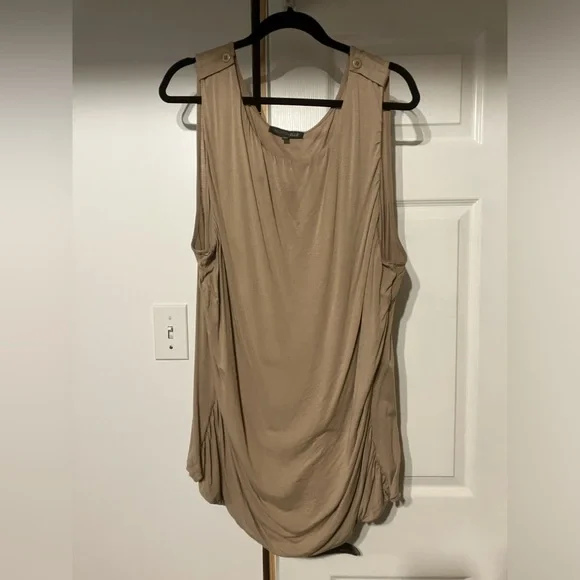 Addition Elle Tan Ruched Tank Top - Picture 1 of 4